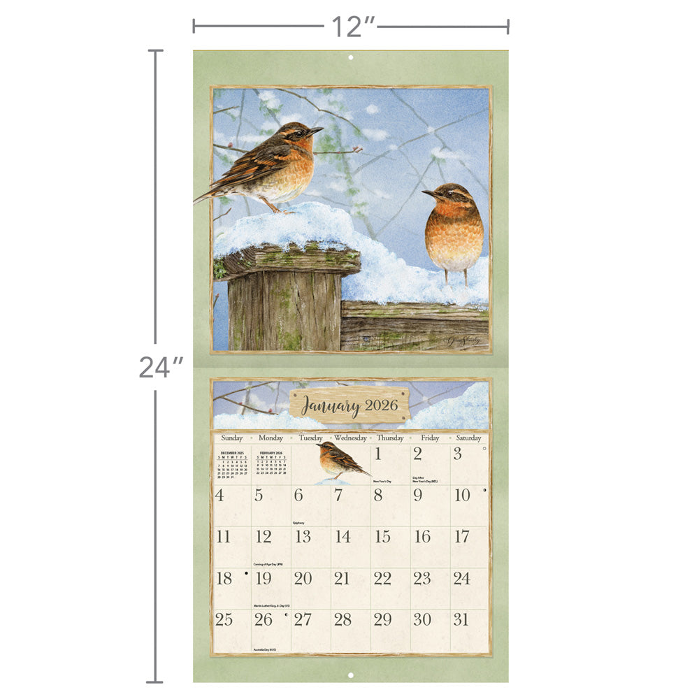 Garden Birds 2026 12x12 Wall Calendar