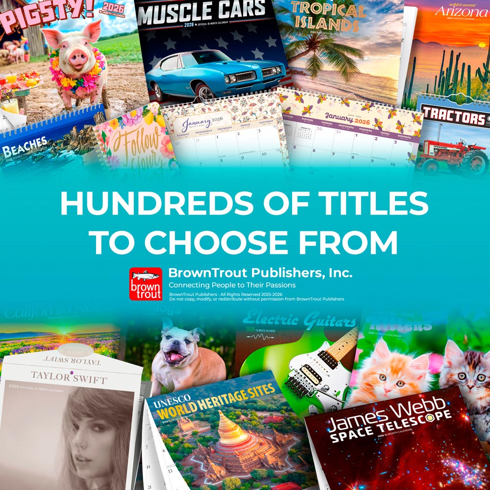 Des chèvres dans des arbres | 2026 12 x 24 Inch (Hanging) Monthly Square Wall Calendar | French Language