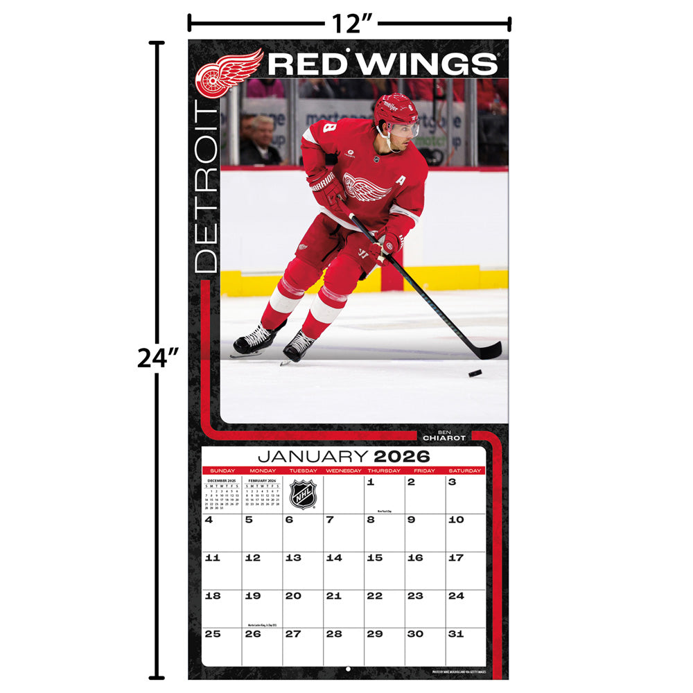 NHL Detroit Red Wings 2026 12x12 Wall Calendar