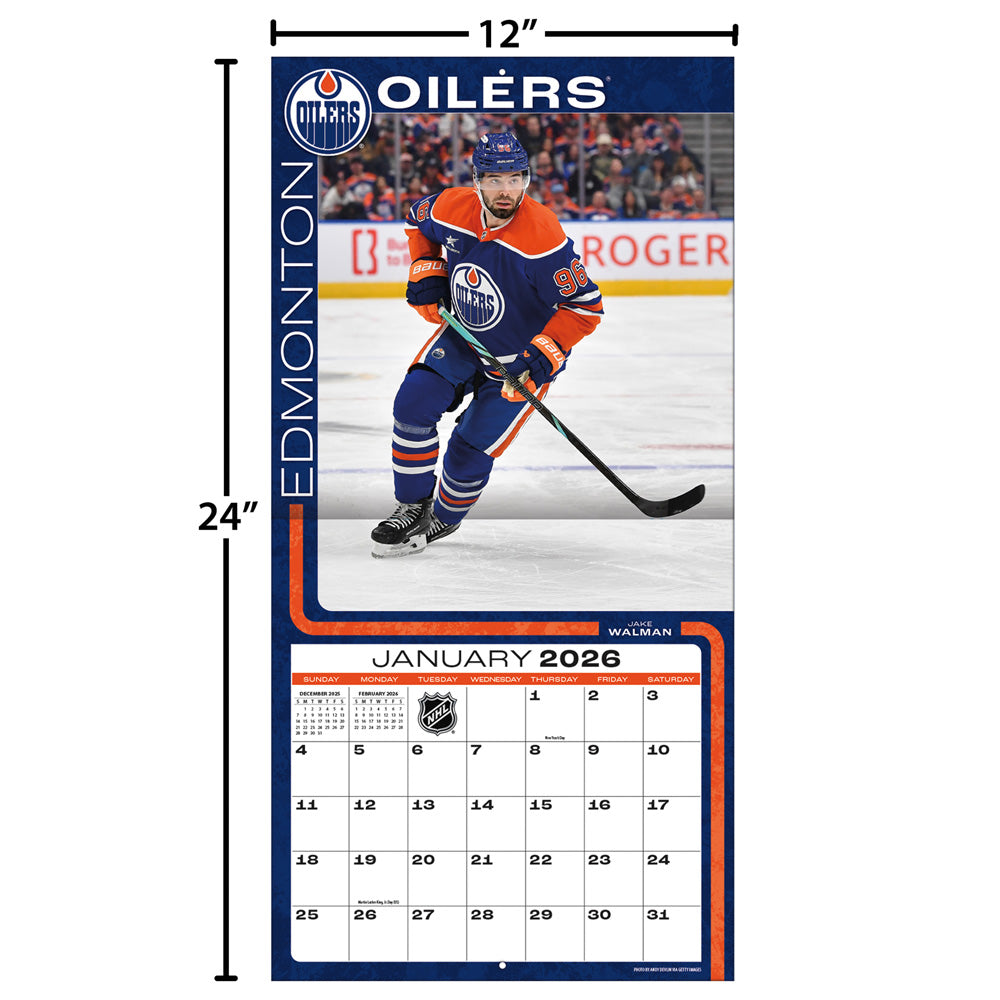 NHL Edmonton Oilers 2026 12x12 Wall Calendar