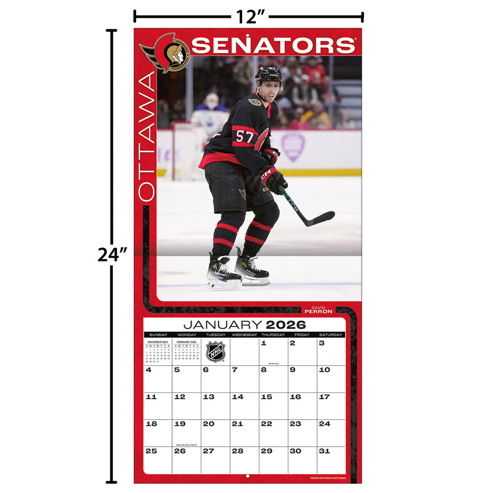 NHL Ottawa Senators 2026 12x12 Wall Calendar