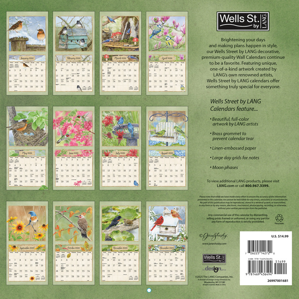 Garden Birds 2026 12x12 Wall Calendar