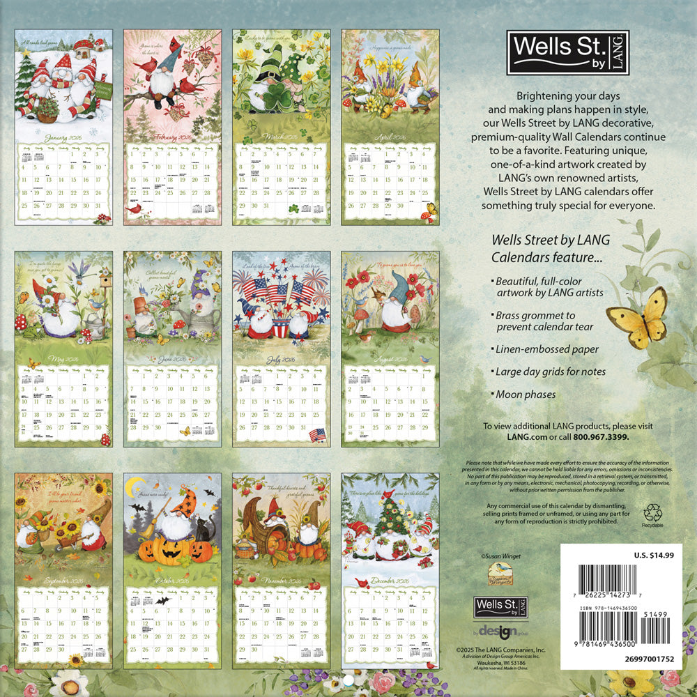Gnomes 2026 12x12 Wall Calendar