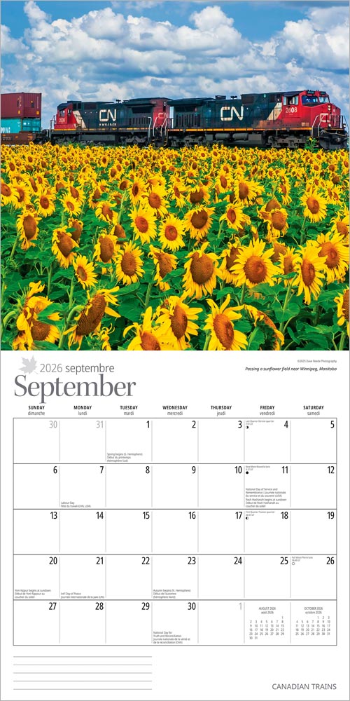 Canadian Trains | 2026 12 x 24 Inch (Hanging) Monthly Square Wall Calendar | Foil Stamped Cover