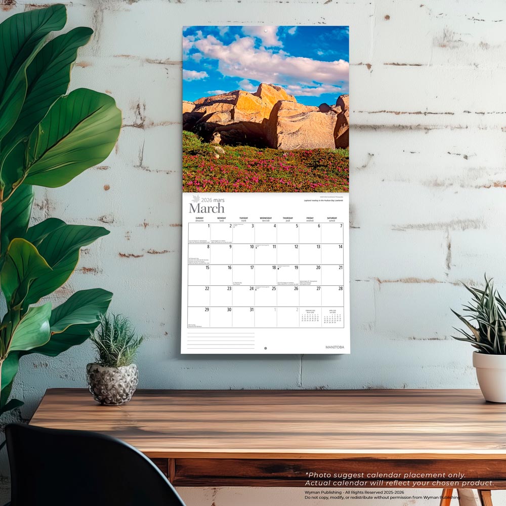 Manitoba | 2026 12 x 24 Inch (Hanging) Monthly Square Wall Calendar