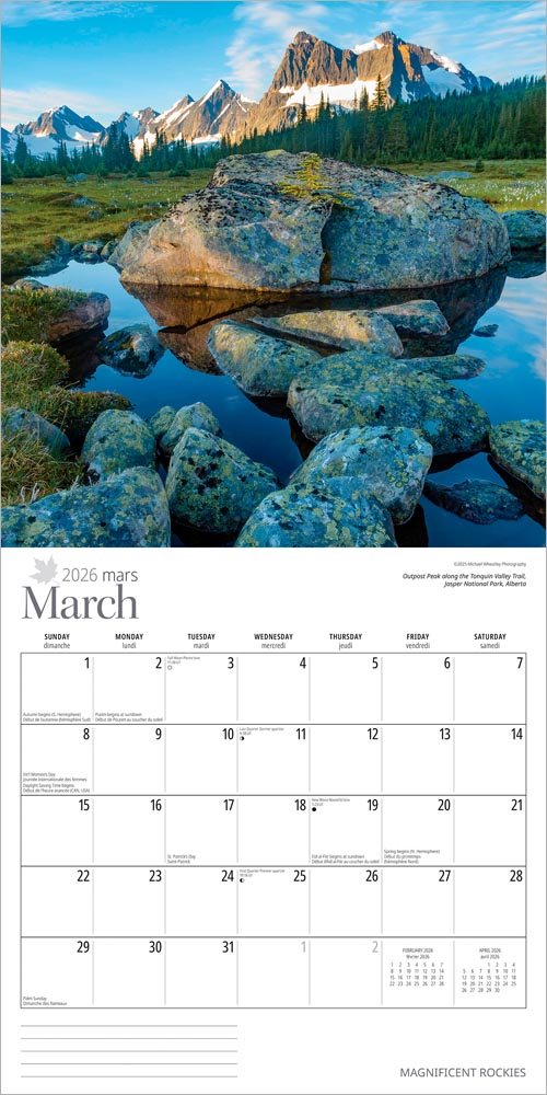 Magnificent Rockies | 2026 12 x 24 Inch (Hanging) Monthly Square Wall Calendar