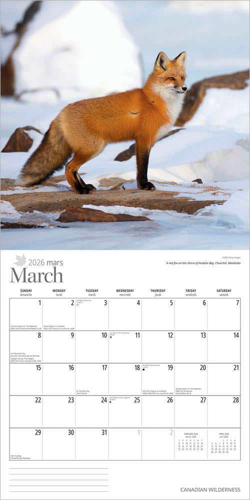 Canadian Wilderness | 2026 12 x 24 Inch (Hanging) Monthly Square Wall Calendar