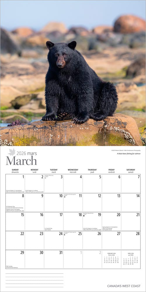 Canada's West Coast | 2026 12 x 24 Inch (Hanging) Monthly Square Wall Calendar