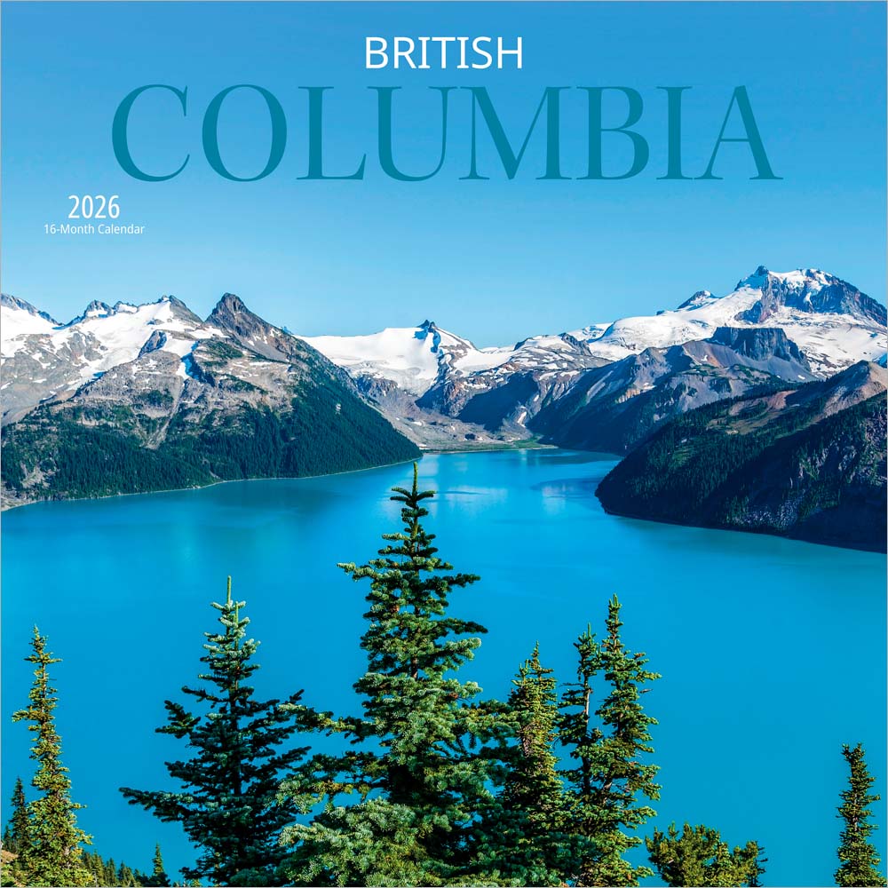 British Columbia | 2026 12 x 24 Inch (Hanging) Monthly Square Wall Calendar