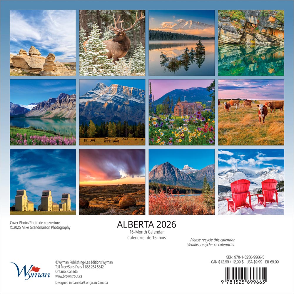 Alberta | 2026 7 x 14 Inch (Hanging) Monthly Mini Wall Calendar