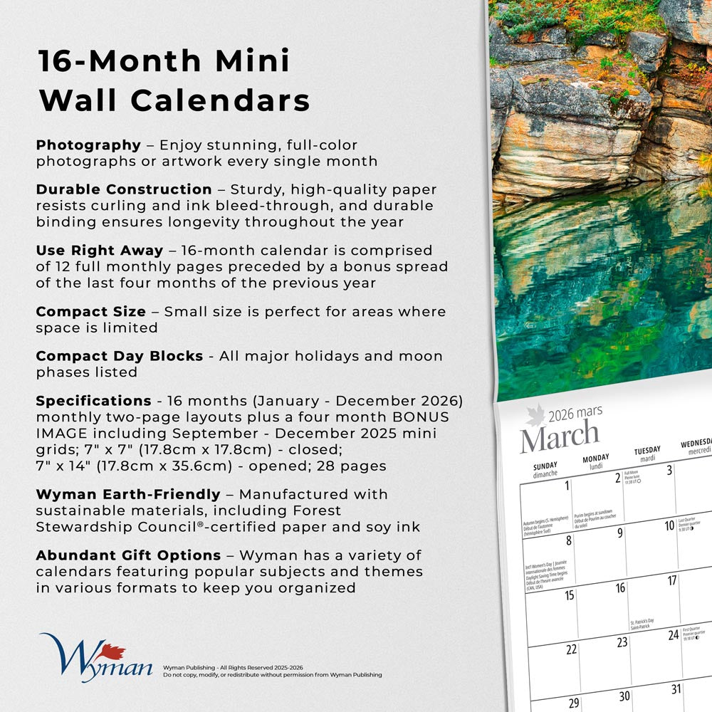 Alberta | 2026 7 x 14 Inch (Hanging) Monthly Mini Wall Calendar