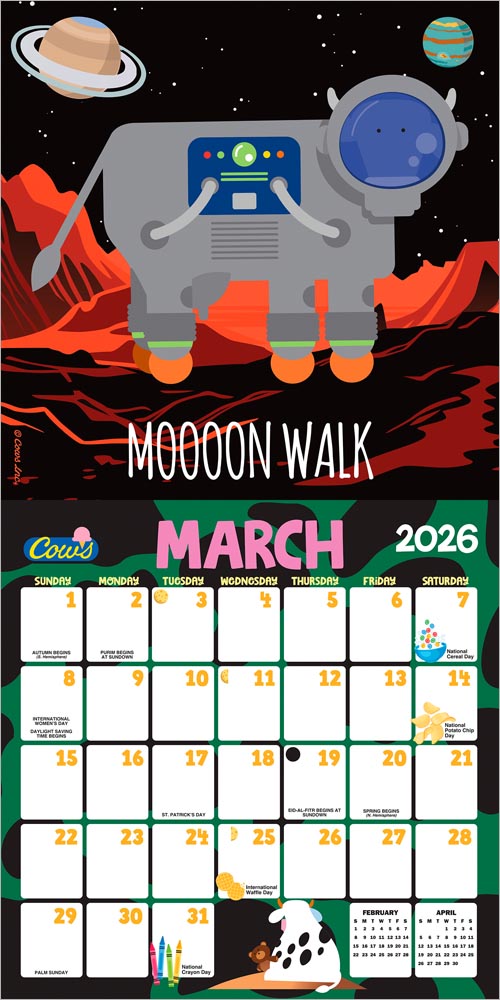 Cows Creamery OFFICIAL | 2026 12 x 24 Inch (Hanging) Monthly Square Wall Calendar