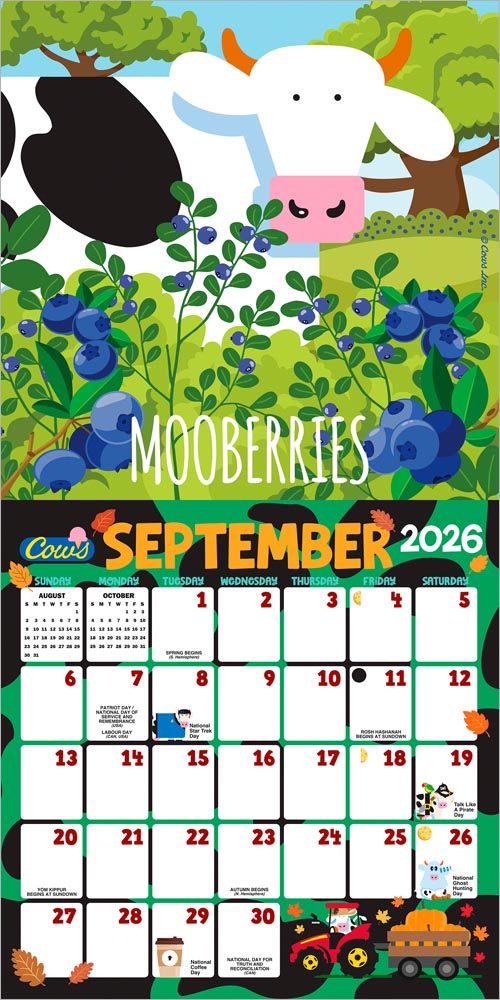 Cows Creamery OFFICIAL | 2026 12 x 24 Inch (Hanging) Monthly Square Wall Calendar