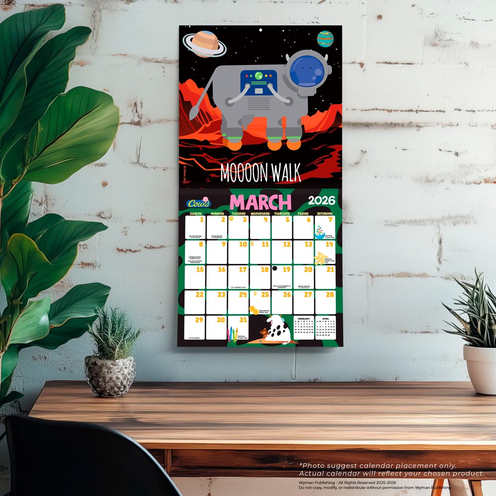 Cows Creamery OFFICIAL | 2026 12 x 24 Inch (Hanging) Monthly Square Wall Calendar