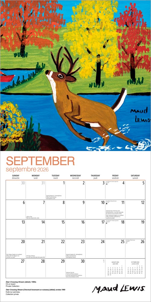 Maud Lewis AGNS OFFICIAL | 2026 12 x 24 Inch (Hanging) Monthly Square Wall Calendar | English/French Bilingual