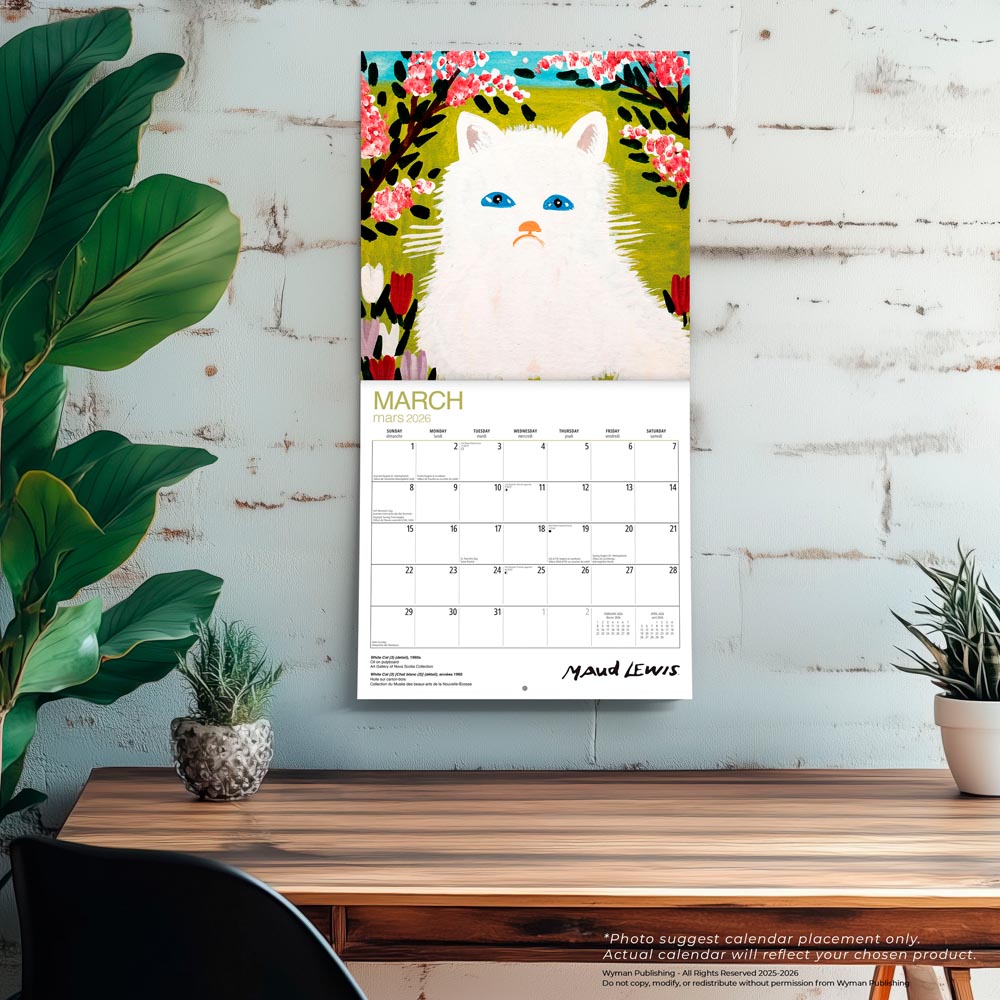 Maud Lewis AGNS OFFICIAL | 2026 12 x 24 Inch (Hanging) Monthly Square Wall Calendar | English/French Bilingual