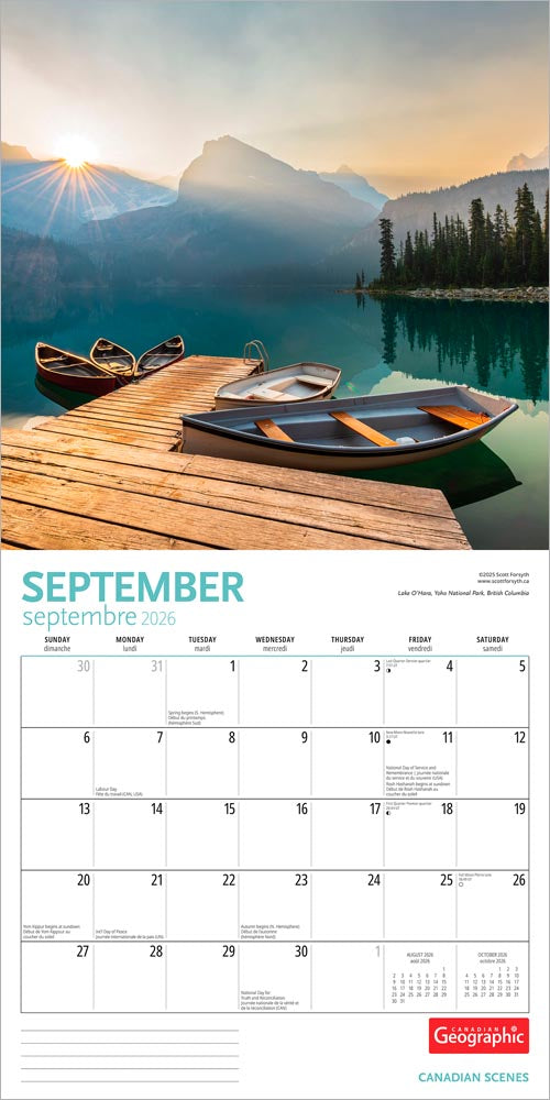Canadian Geographic Scenes OFFICIAL | 2026 12 x 24 Inch (Hanging) Monthly Square Wall Calendar