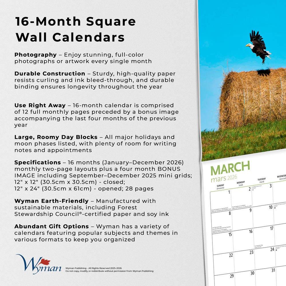 Canadian Geographic Scenes OFFICIAL | 2026 12 x 24 Inch (Hanging) Monthly Square Wall Calendar