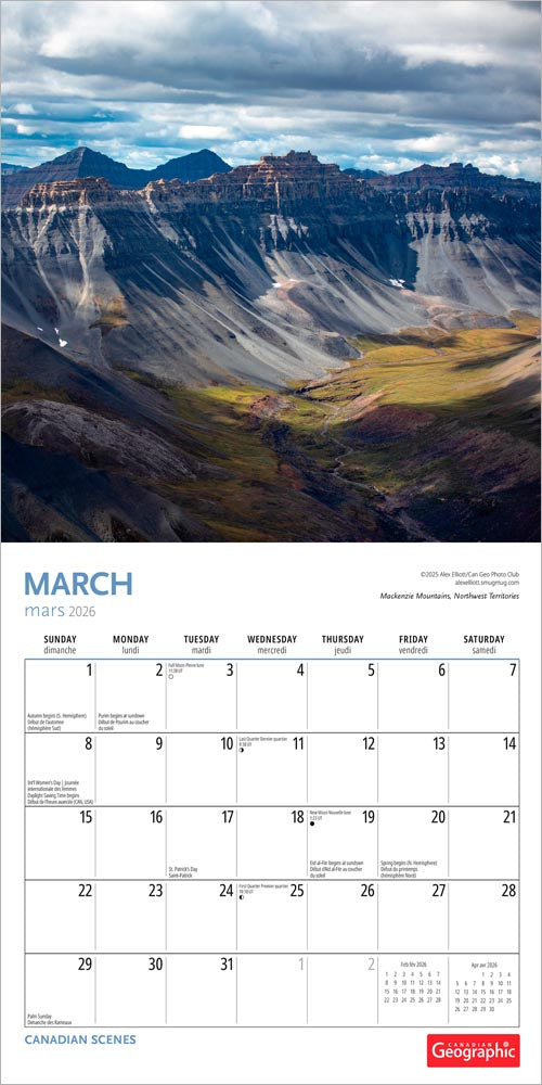 Canadian Geographic Scenes OFFICIAL | 2026 8.5 x 8.5 Inch Monthly Medium Wall Calendar | Envelope