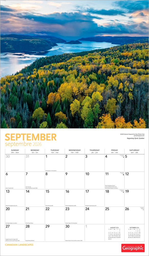 Canadian Geographic Landscapes OFFICIAL | 2026 14 x 24 Inch (Hanging) Monthly Deluxe Wall Calendar | Envelope