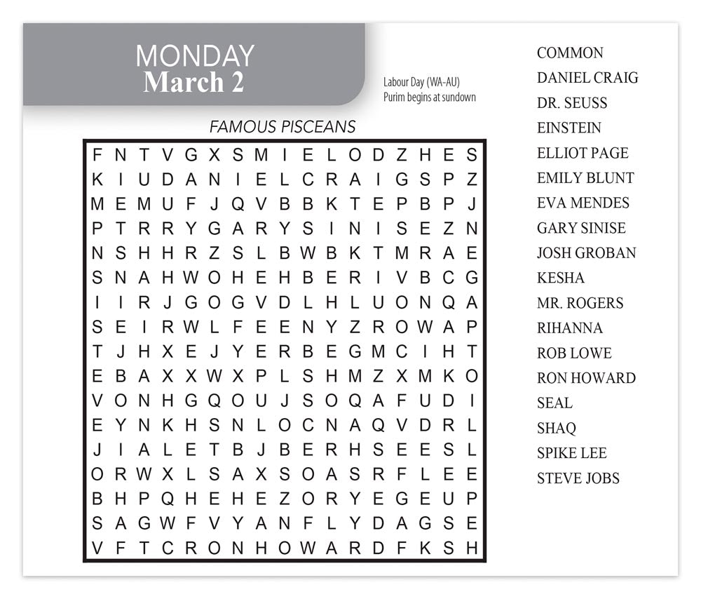 Word Search | 2026 6 x 5 Inch Daily Desktop Box Calendar | New Page Every Day