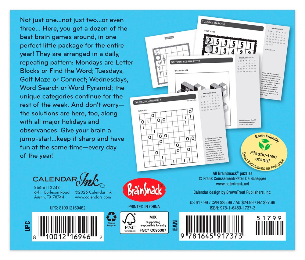 Brain Games | 2026 6 x 5 Inch Daily Desktop Box Calendar | New Page Every Day