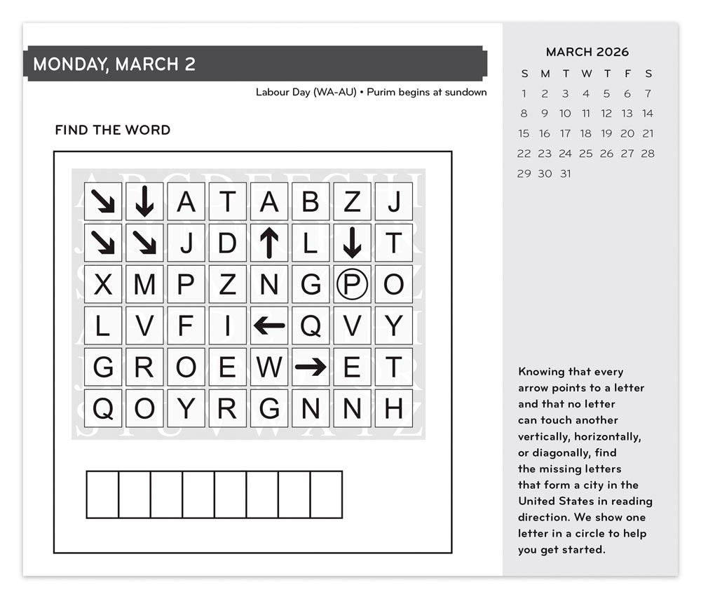 Brain Games | 2026 6 x 5 Inch Daily Desktop Box Calendar | New Page Every Day