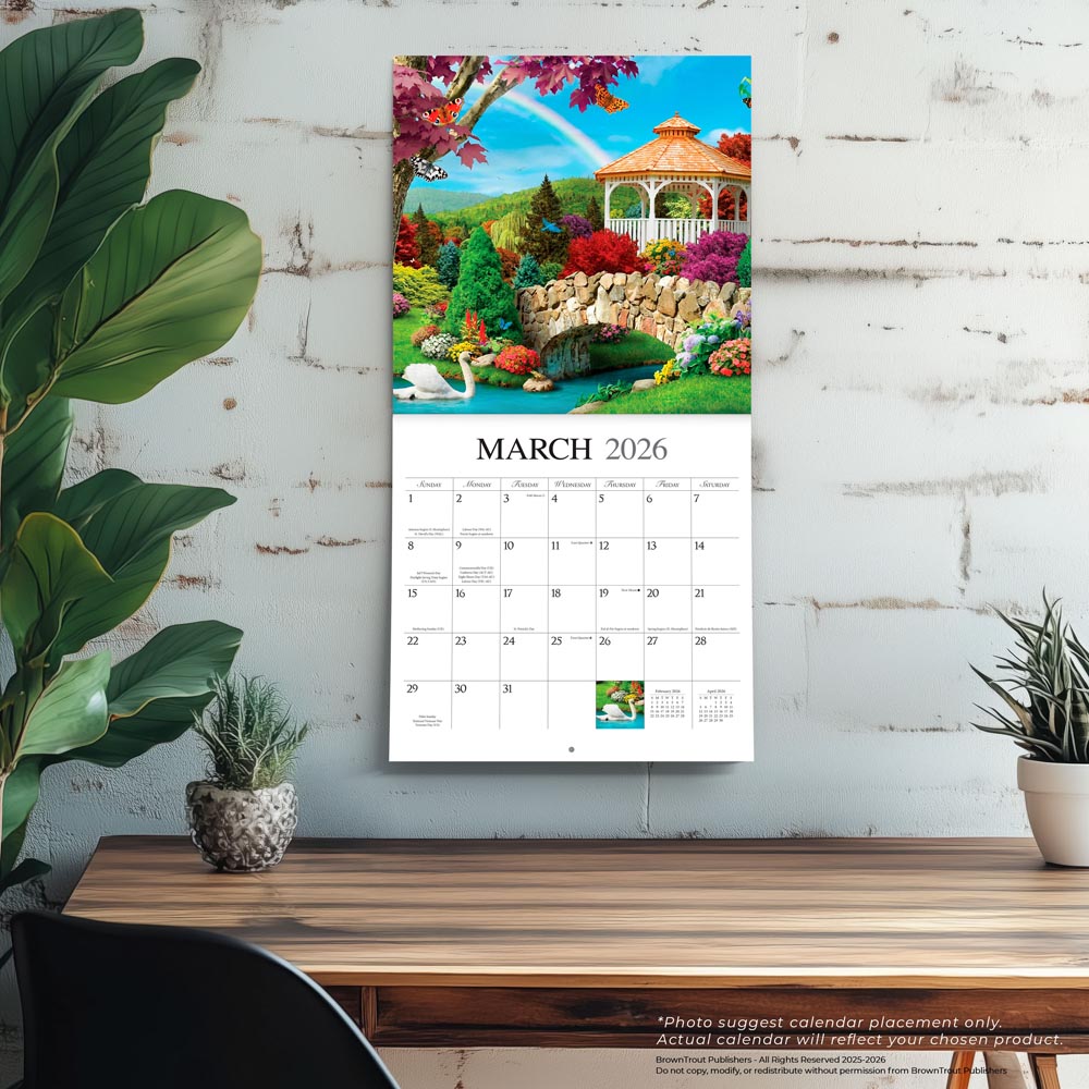 A Country Walk | 2026 12 x 24 Inch (Hanging) Monthly Square Wall Calendar | Featuring the Artwork of Alan Giana