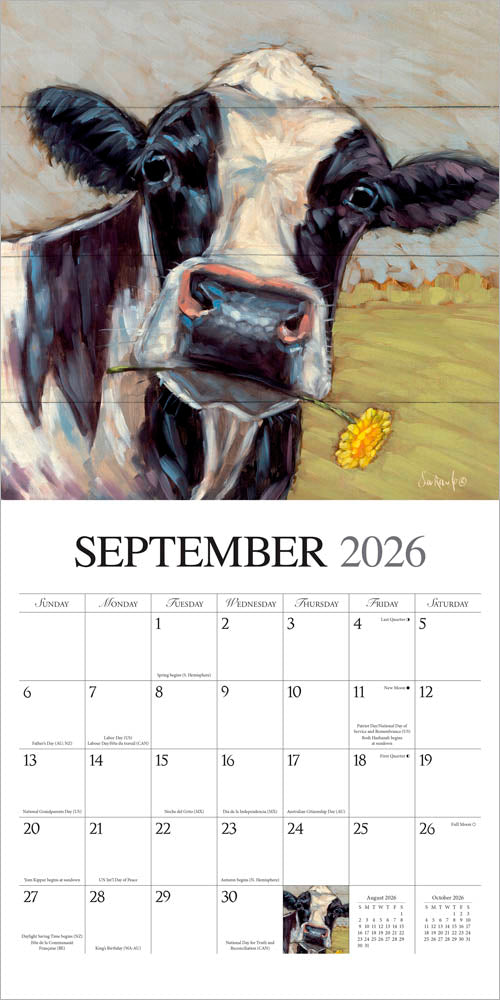 Barnyard Friends | 2026 12 x 24 Inch (Hanging) Monthly Square Wall Calendar | Featuring the Artwork of Molly Strong
