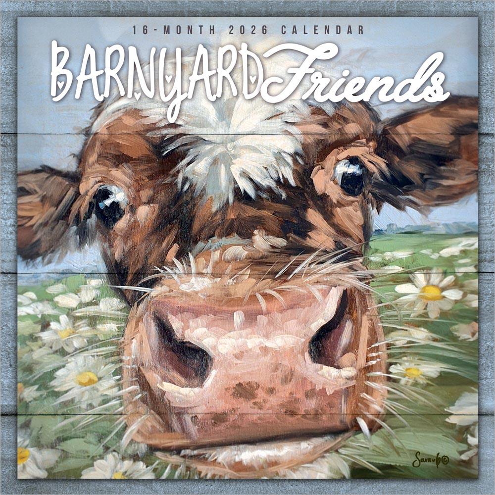 Barnyard Friends | 2026 12 x 24 Inch (Hanging) Monthly Square Wall Calendar | Featuring the Artwork of Molly Strong