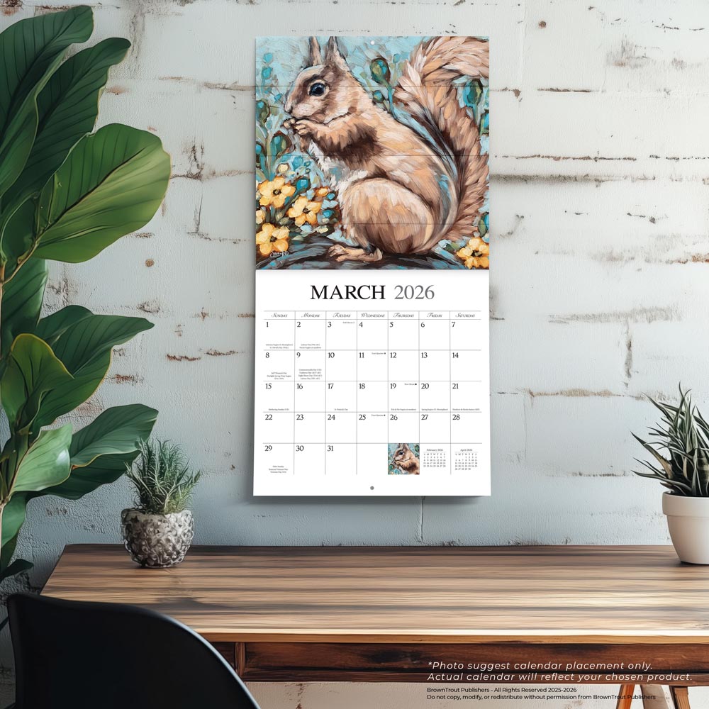 Barnyard Friends | 2026 12 x 24 Inch (Hanging) Monthly Square Wall Calendar | Featuring the Artwork of Molly Strong