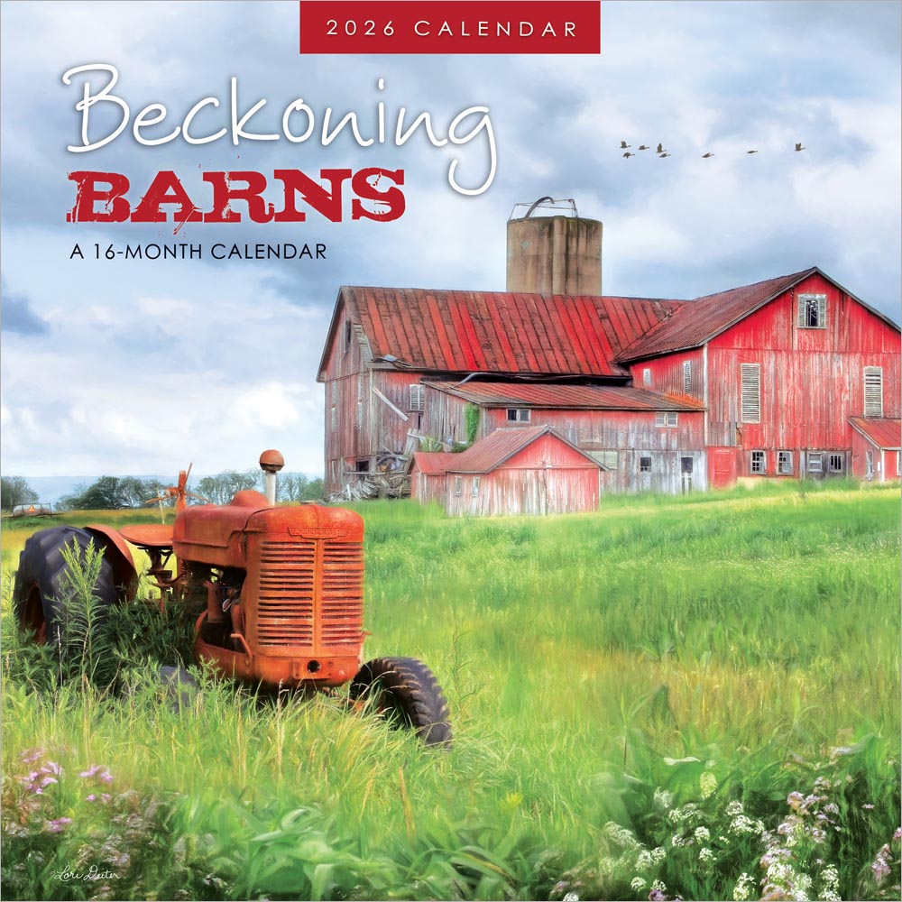 Beckoning Barns | 2026 7 x 14 Inch (Hanging) Monthly Mini Wall Calendar | Featuring the Artwork of Lori Deiter
