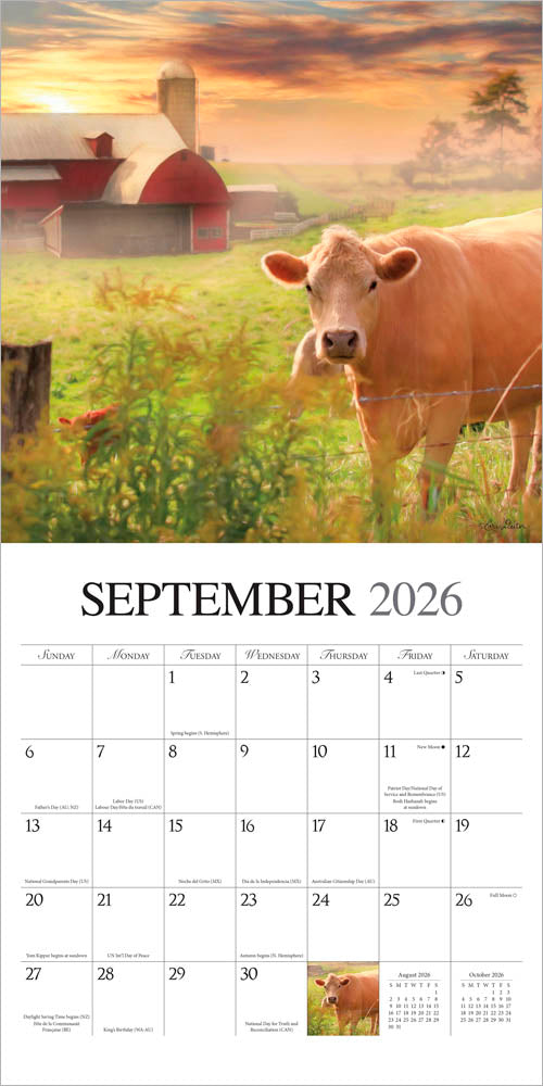 Beckoning Barns | 2026 12 x 24 Inch (Hanging) Monthly Square Wall Calendar | Featuring the Artwork of Lori Deiter