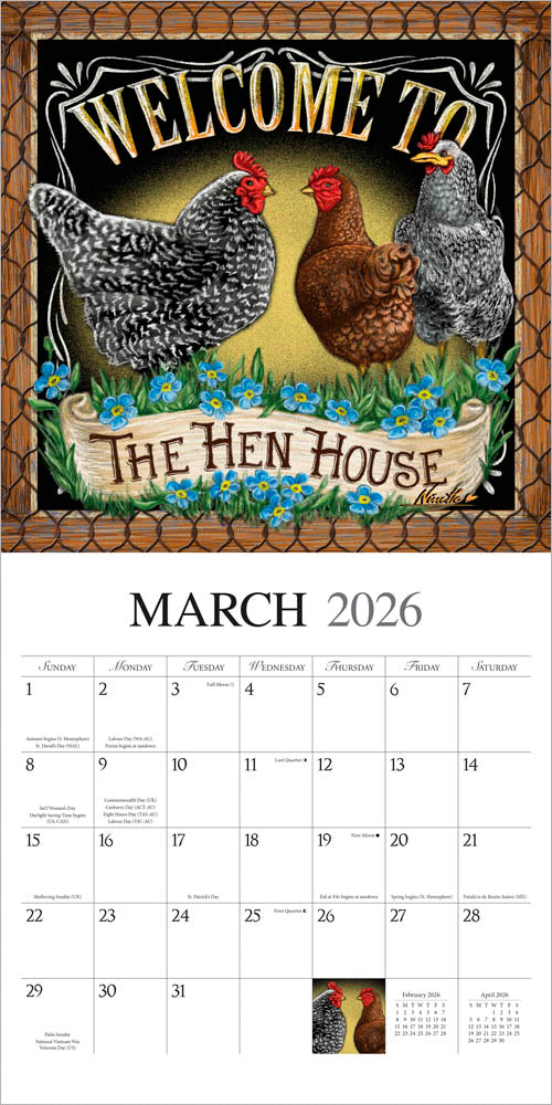 Bless This Nest | 2026 12 x 24 Inch (Hanging) Monthly Square Wall Calendar | Featuring the Artwork of Ninette Parisi