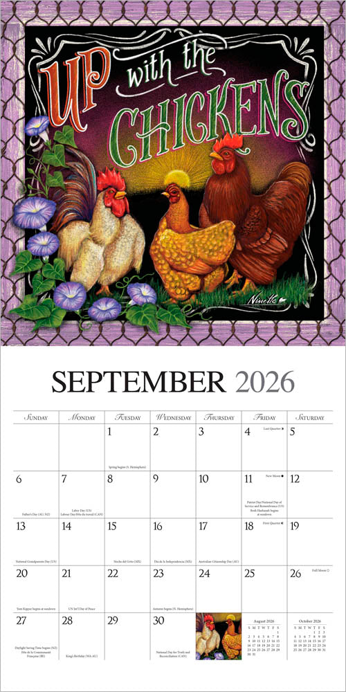 Bless This Nest | 2026 12 x 24 Inch (Hanging) Monthly Square Wall Calendar | Featuring the Artwork of Ninette Parisi