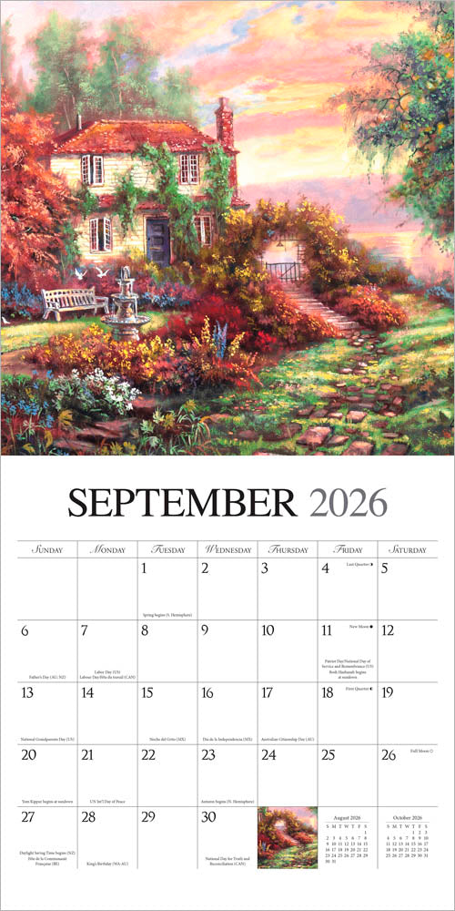 Bygone Days | 2026 12 x 24 Inch (Hanging) Monthly Square Wall Calendar | Featuring the Artwork of Carl Valente