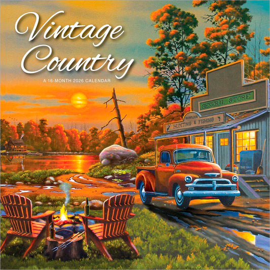 Vintage Country | 2026 12 x 24 Inch (Hanging) Monthly Square Wall Calendar | Featuring the Artwork of Geno Peoples