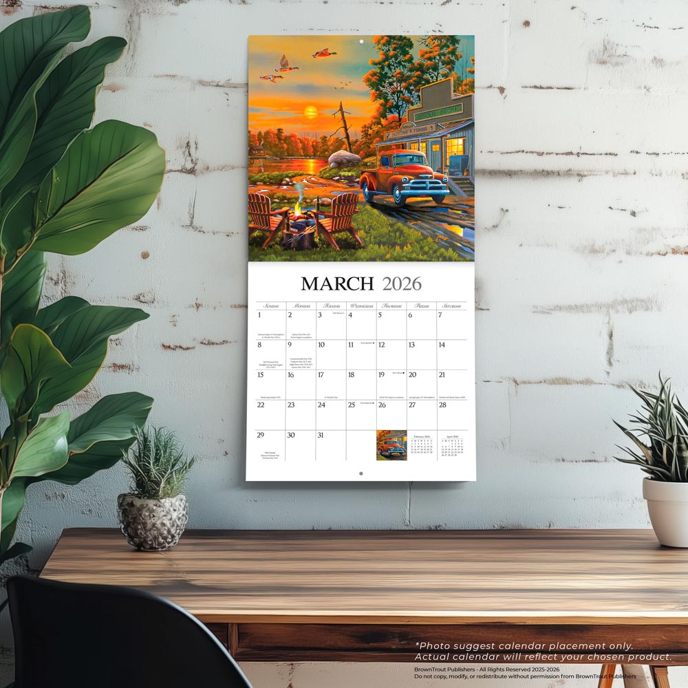 Vintage Country | 2026 12 x 24 Inch (Hanging) Monthly Square Wall Calendar | Featuring the Artwork of Geno Peoples