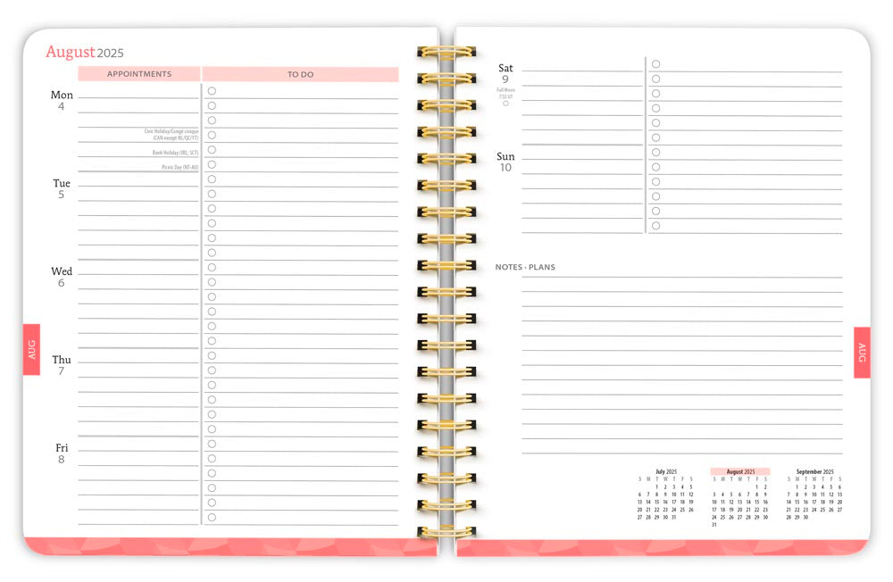 Black Solid | 2026 6 x 7.75 Inch 18 Months Weekly Desk Planner | Foil Stamped Cover | July 2025 - December 2026