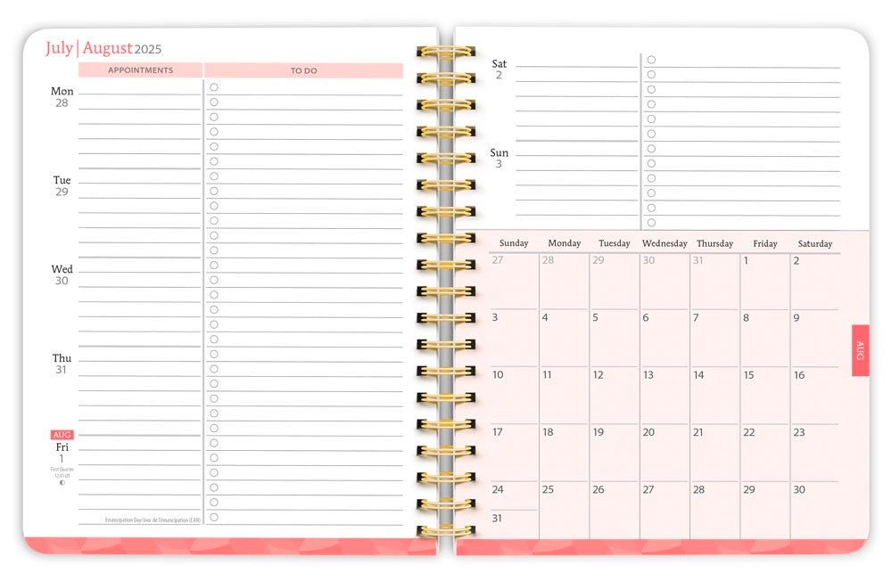 Black Solid | 2026 6 x 7.75 Inch 18 Months Weekly Desk Planner | Foil Stamped Cover | July 2025 - December 2026