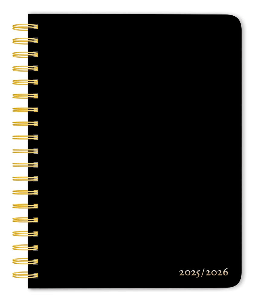 Black Solid | 2026 6 x 7.75 Inch 18 Months Weekly Desk Planner | Foil Stamped Cover | July 2025 - December 2026