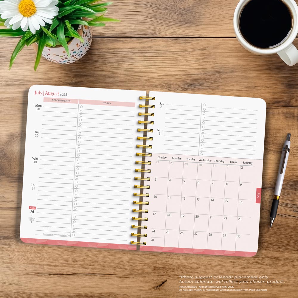 Black Solid | 2026 6 x 7.75 Inch 18 Months Weekly Desk Planner | Foil Stamped Cover | July 2025 - December 2026