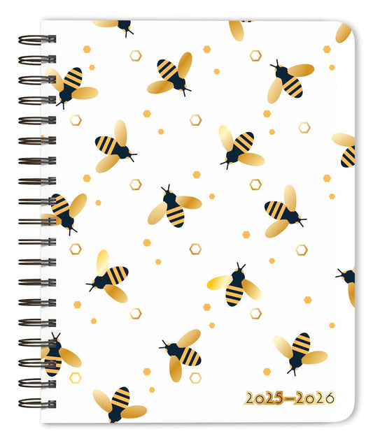 Busy Bees | 2026 6 x 7.75 Inch 18 Months Weekly Desk Planner | Foil Stamped Cover | July 2025 - December 2026