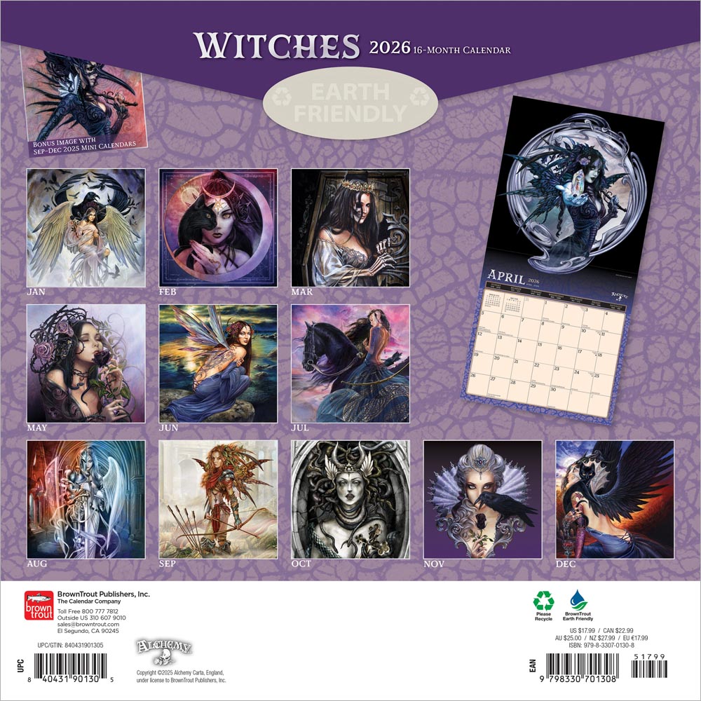 Witches Alchemy OFFICIAL | 2026 12 x 24 Inch (Hanging) Monthly Square Wall Calendar