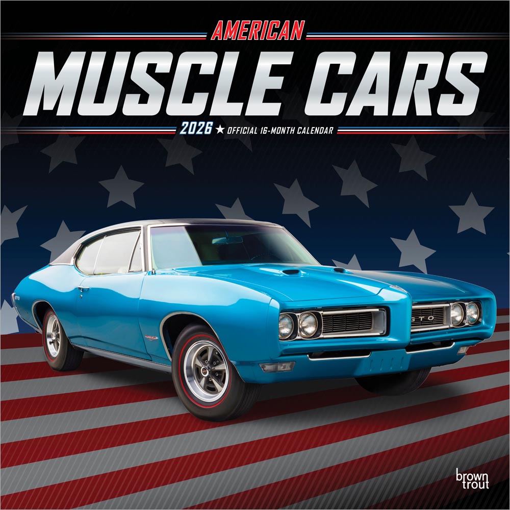 American Muscle Cars OFFICIAL | 2026 12 x 24 Inch (Hanging) Monthly Square Wall Calendar | Foil Stamped Cover