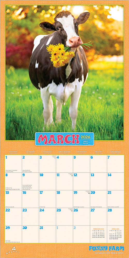 Avanti Funny Farm OFFICIAL | 2026 12 x 24 Inch (Hanging) Monthly Square Wall Calendar | Foil Stamped Cover