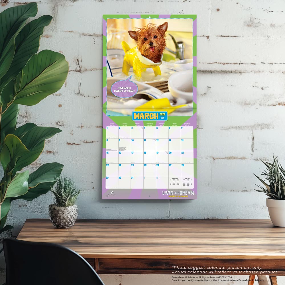 Avanti Livin' the Dream OFFICIAL | 2026 12 x 24 Inch (Hanging) Monthly Square Wall Calendar | Foil Stamped Cover