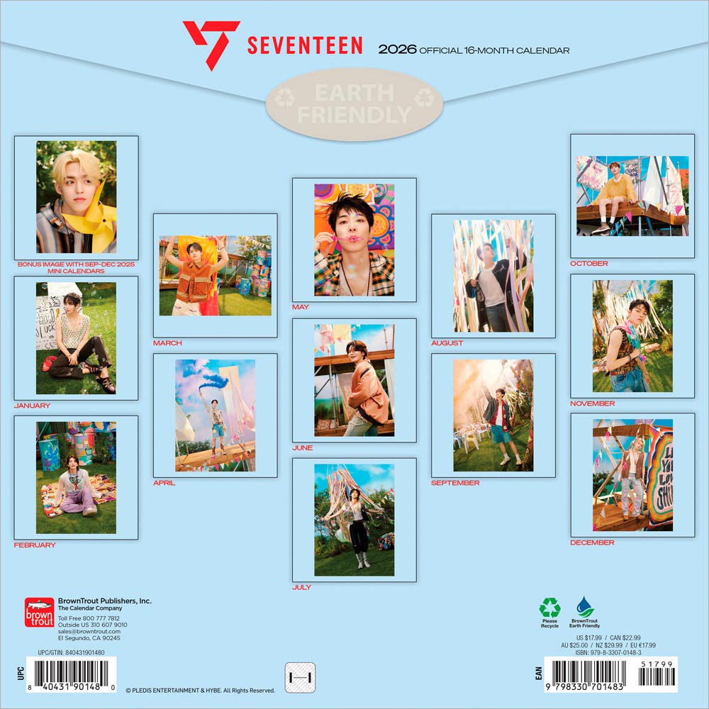 Seventeen OFFICIAL | 2026 12 x 24 Inch (Hanging) Monthly Square Wall Calendar