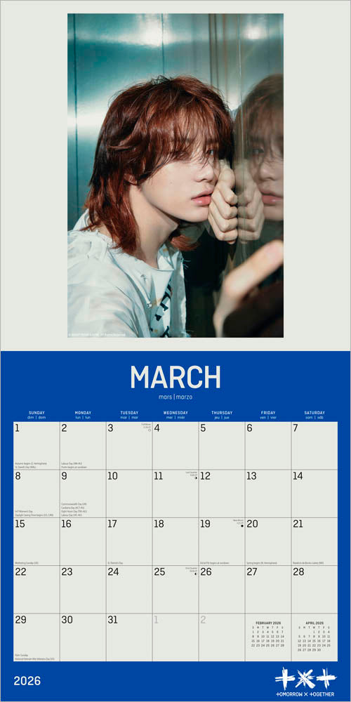 TXT OFFICIAL | 2026 12 x 24 Inch (Hanging) Monthly Square Wall Calendar