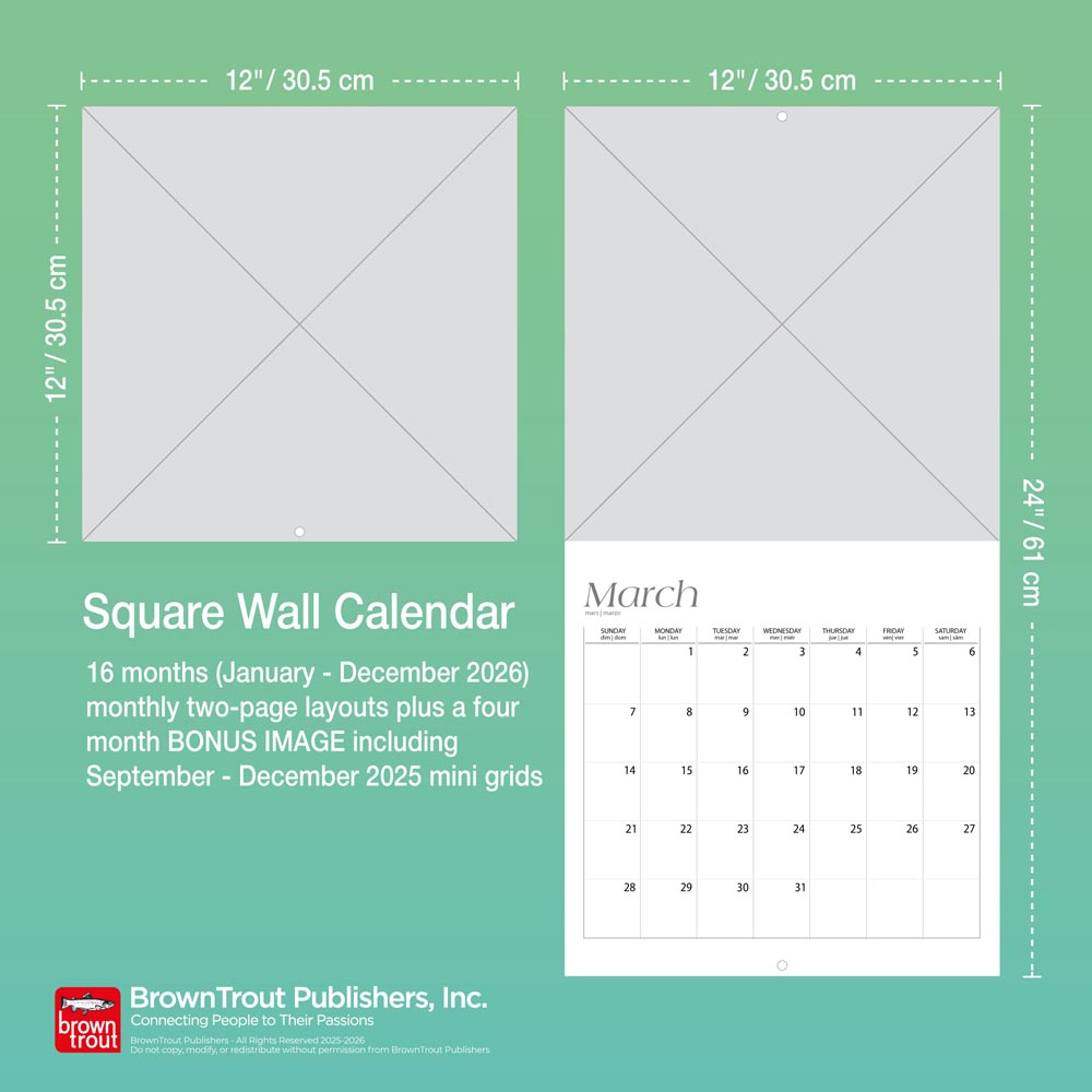 TXT OFFICIAL | 2026 12 x 24 Inch (Hanging) Monthly Square Wall Calendar